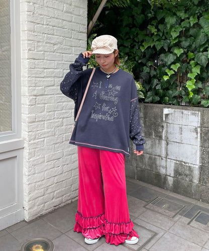 HELLO.SANFRANCISCO 花柄印花華夫格亨利領T恤