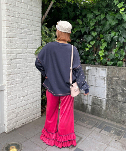 HELLO.SANFRANCISCO 花柄印花華夫格亨利領T恤