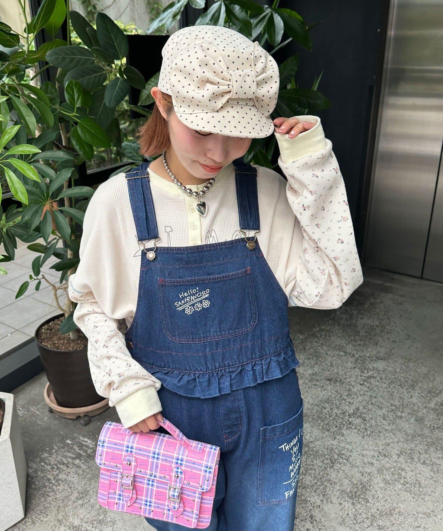 HELLO.SANFRANCISCO/ハローサンフランシスコ 大蝴蝶結波點燈芯絨棒球帽