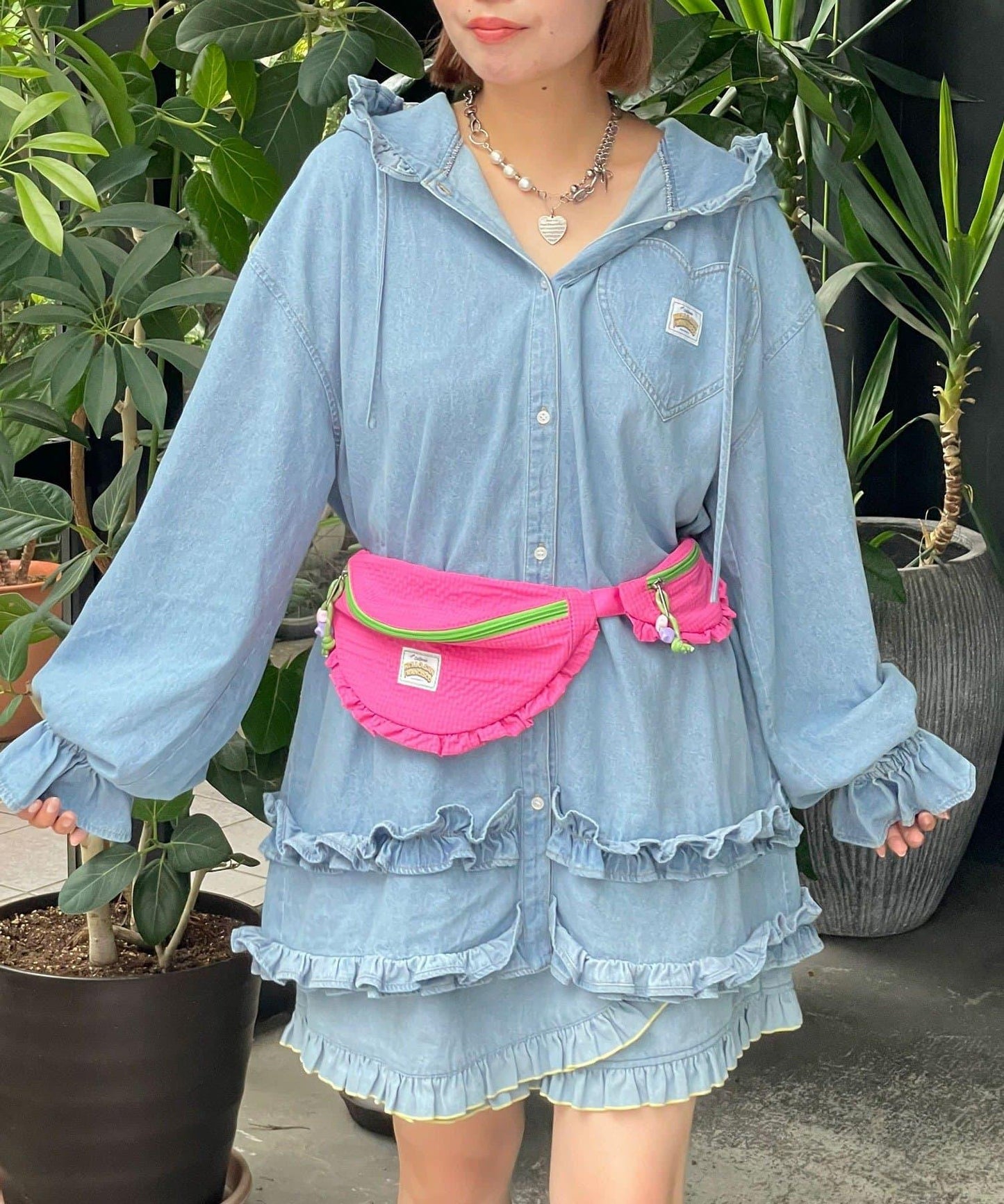 HELLO.SANFRANCISCO 褶邊拼接腰包