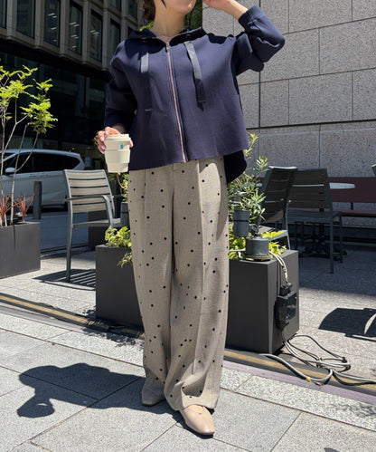 植絨波點褲