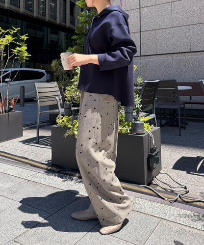 植絨波點褲