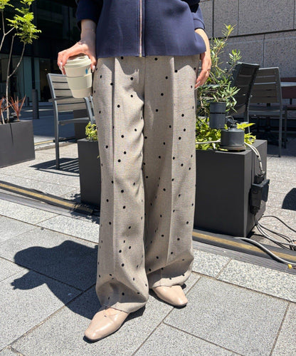 植絨波點褲