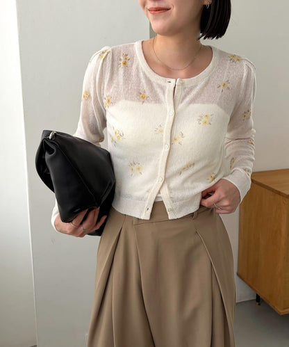 花朵針織開衫