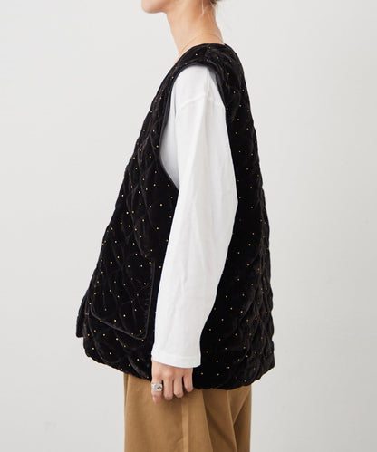 Aguni 絲絨亮片圓點印花絎縫馬甲