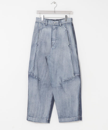 Nomat TWO-TONE DENIM CURVED PANTS