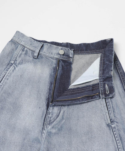 Nomat TWO-TONE DENIM CURVED PANTS