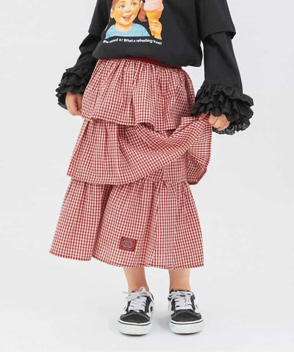 格紋荷葉邊半身裙