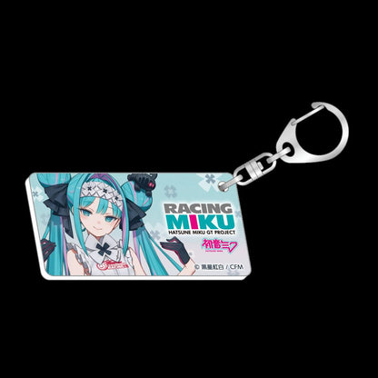 初音ミク GTプロジェクト_レーシングミク 2026 咖啡Ver. 號碼牌風鑰匙扣