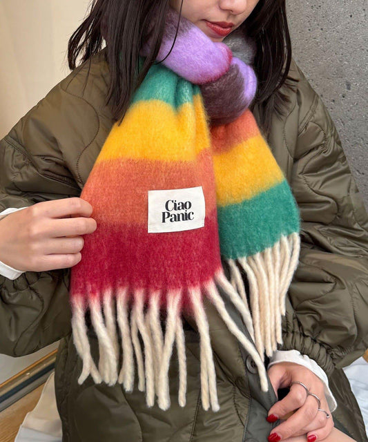 Ciaopanic 撞色流蘇加厚圍巾