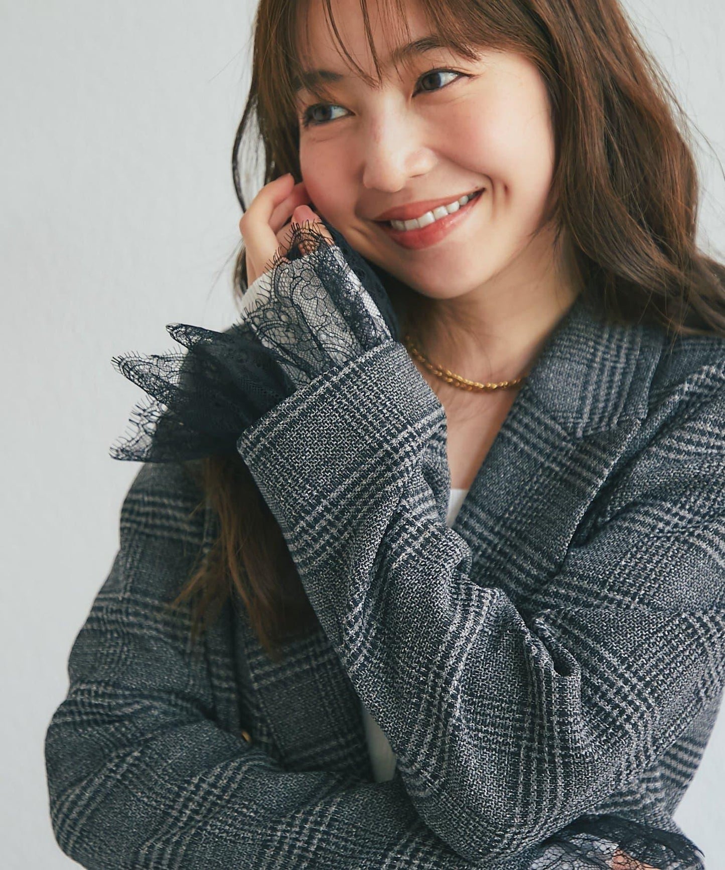 袖口蕾絲粗花呢夾克
