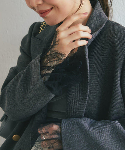 袖口蕾絲粗花呢夾克