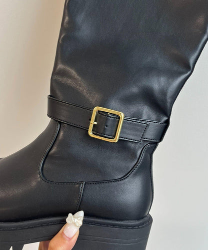 後繫帶厚底長靴