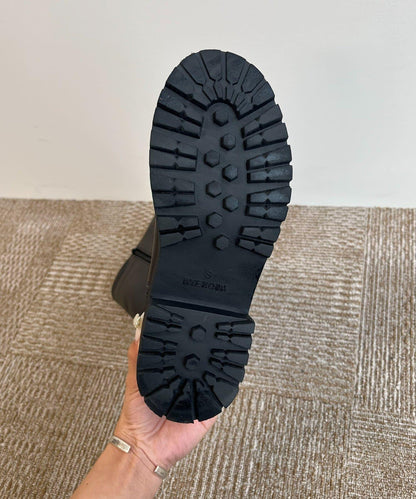 後繫帶厚底長靴