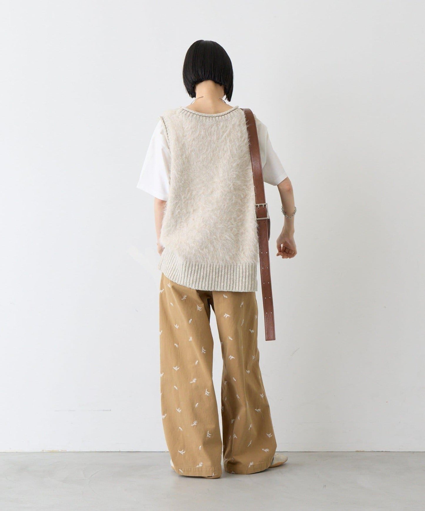 刺繡闊腿休閒長褲