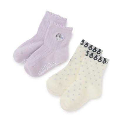 GIRLS動物刺繡短襪2雙裝