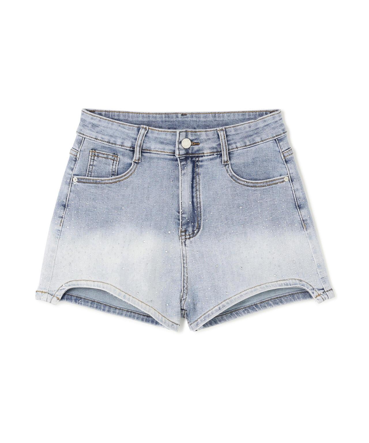 MAVYTH/メヴィス/RHINESTONE FADED DENIM SHORTS