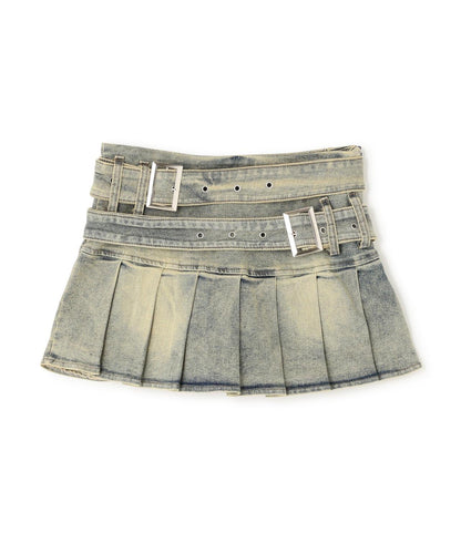 MAVYTH/メヴィス/W BELT DENIM MINI SKIRT