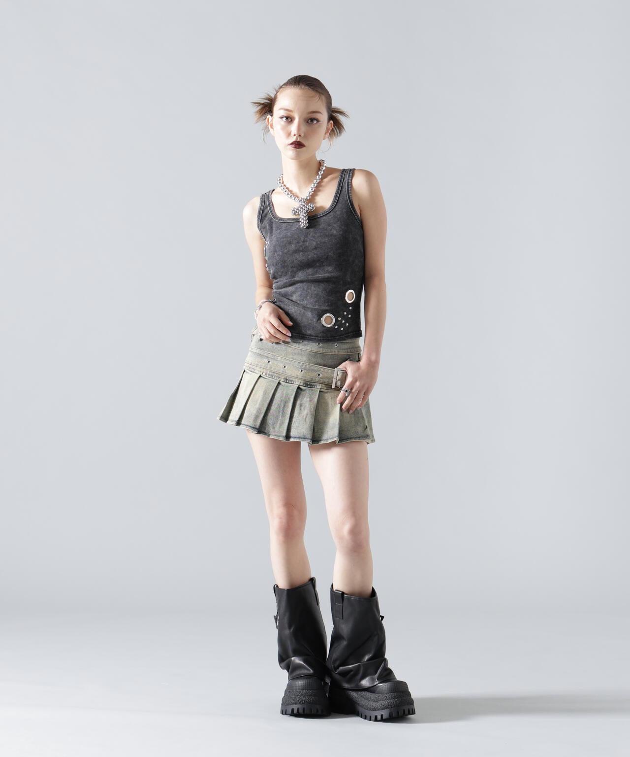 MAVYTH/メヴィス/W BELT DENIM MINI SKIRT