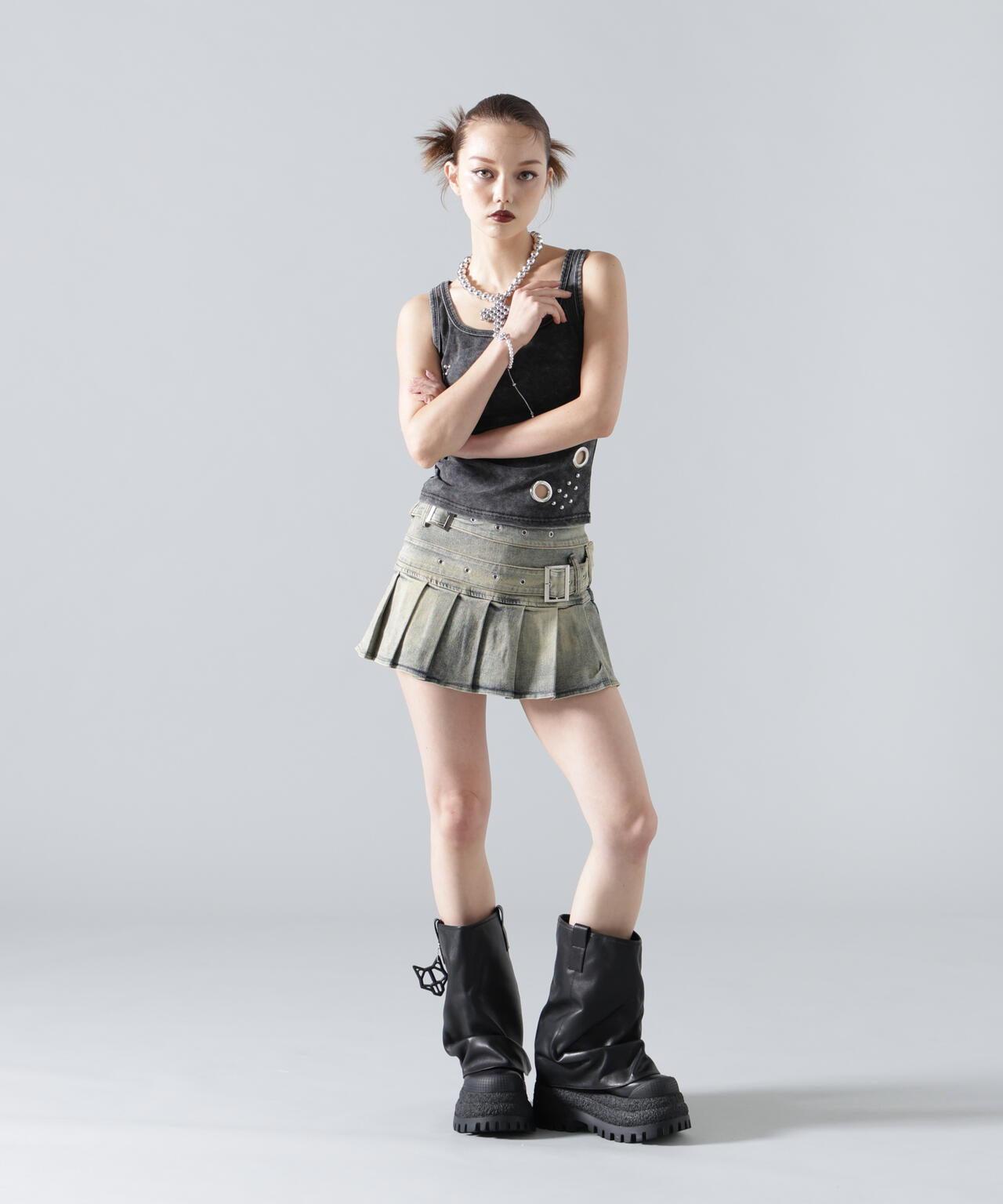 MAVYTH/メヴィス/W BELT DENIM MINI SKIRT
