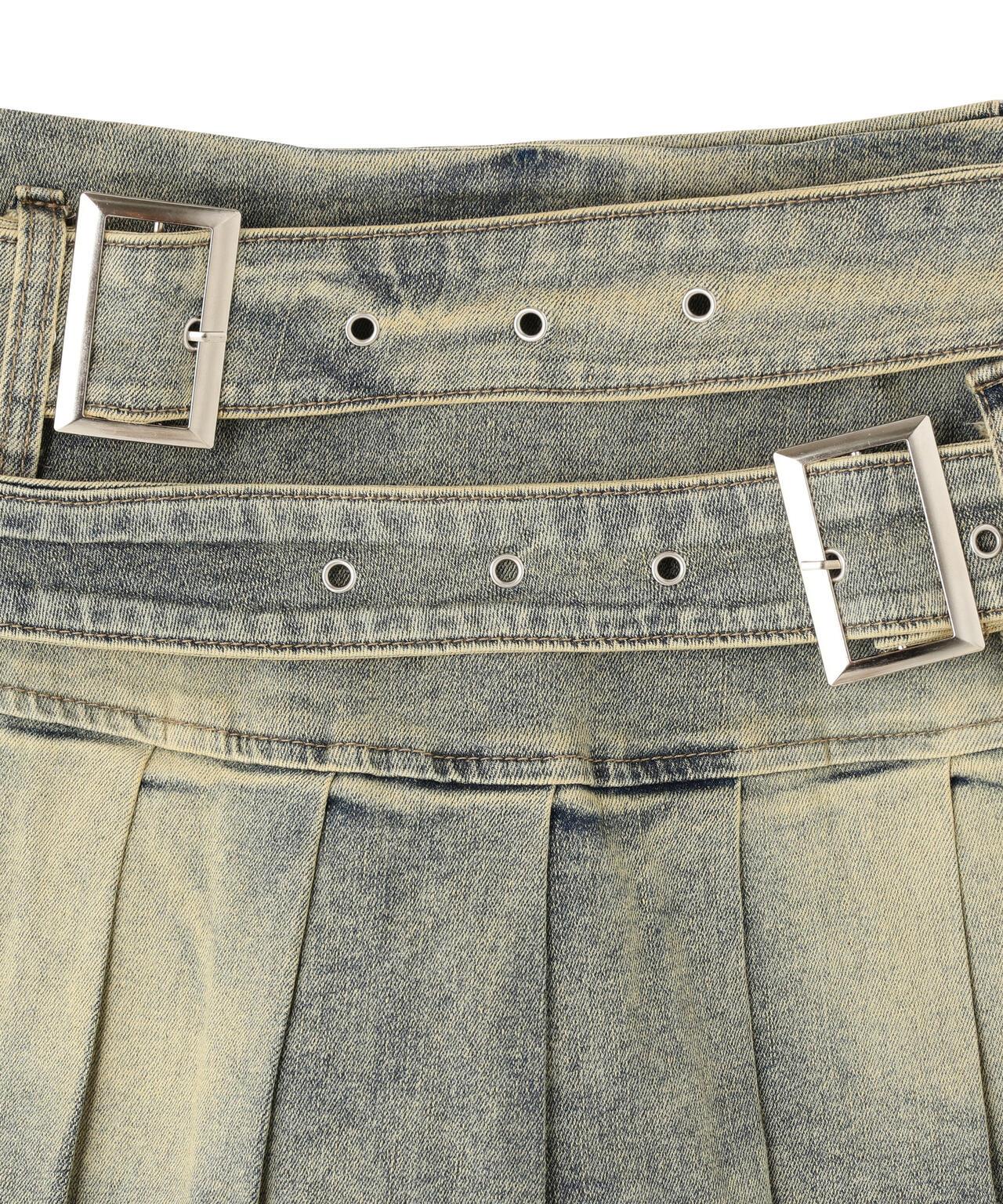 MAVYTH/メヴィス/W BELT DENIM MINI SKIRT