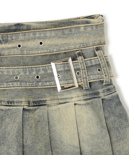 MAVYTH/メヴィス/W BELT DENIM MINI SKIRT