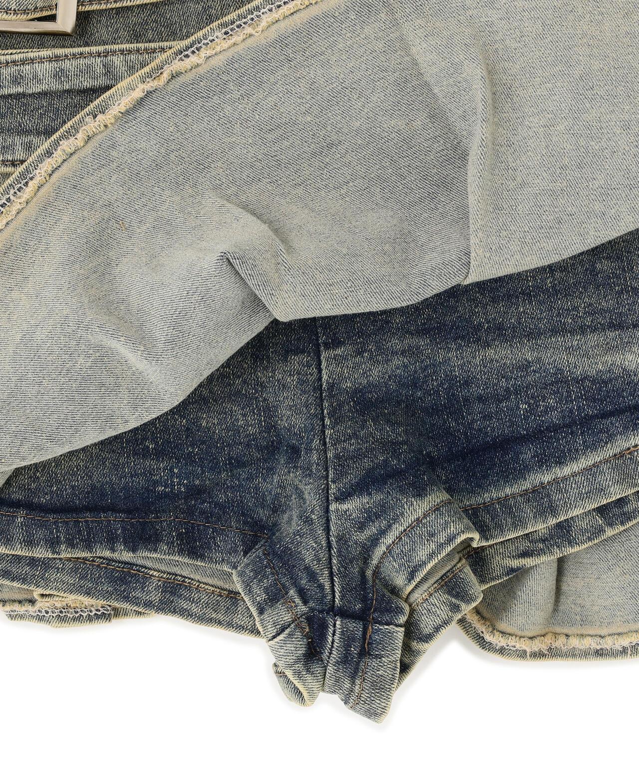 MAVYTH/メヴィス/W BELT DENIM MINI SKIRT