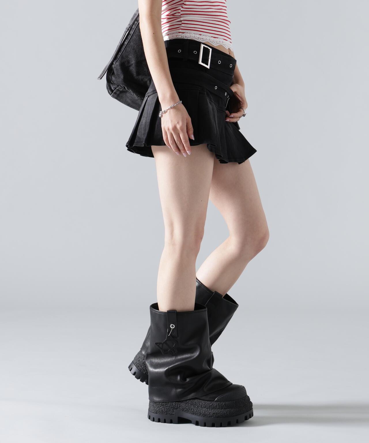 MAVYTH/メヴィス/W BELT DENIM MINI SKIRT