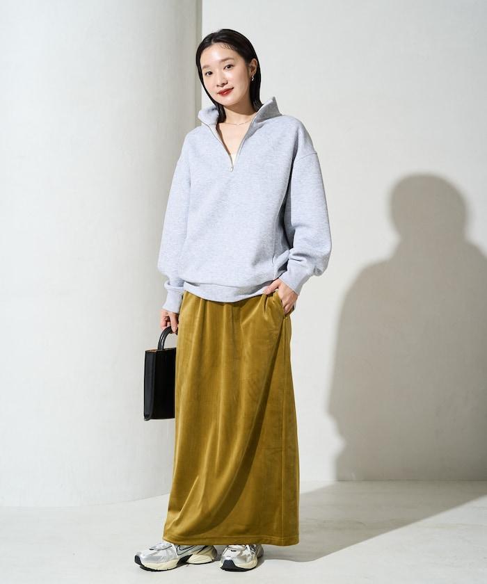 啞光 絲絨 後開叉 半身裙
