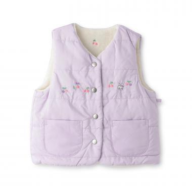 櫻桃刺繡 雙面穿 塔夫綢抓絨棉馬甲