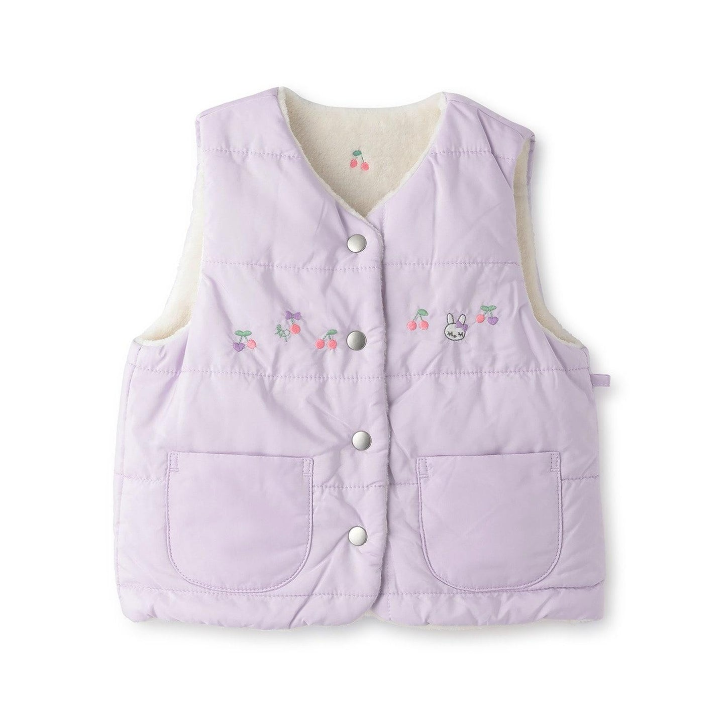 櫻桃刺繡 雙面穿 塔夫綢抓絨棉馬甲