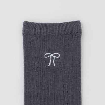 蝴蝶結刺繡過膝襪