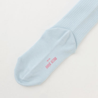 Logo刺繡羅紋高筒襪