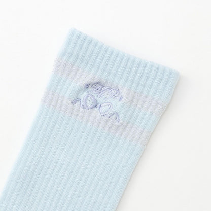 Logo刺繡羅紋高筒襪