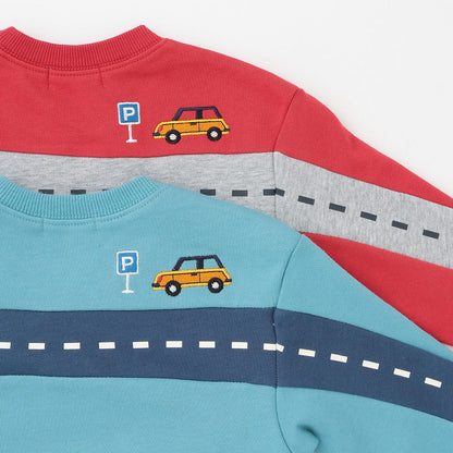 工程車與道路印花衛衣