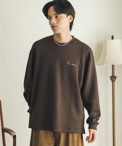 易打理吸溼速幹刺繡空氣層面料長袖T恤