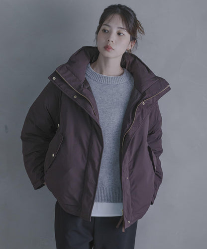 防潑水兩穿連帽立領羽絨服