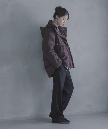 防潑水兩穿連帽立領羽絨服