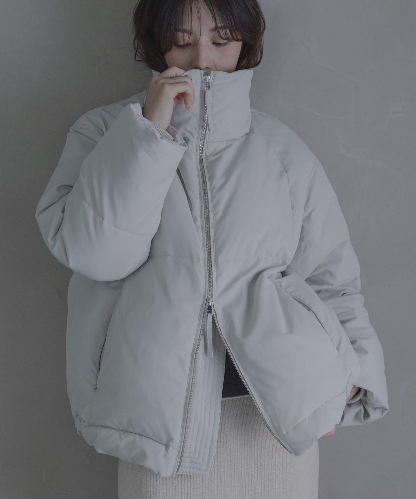 雙拉鍊立領羽絨服