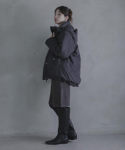 防潑水兩穿連帽立領羽絨服