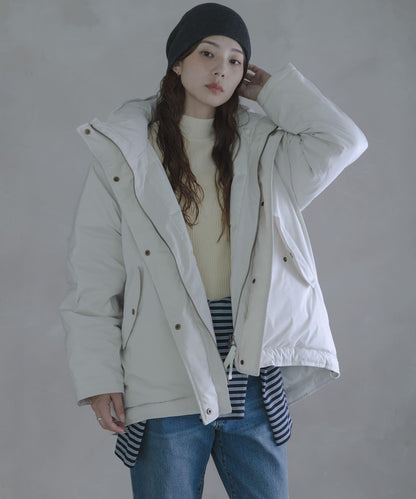 防潑水兩穿連帽立領羽絨服