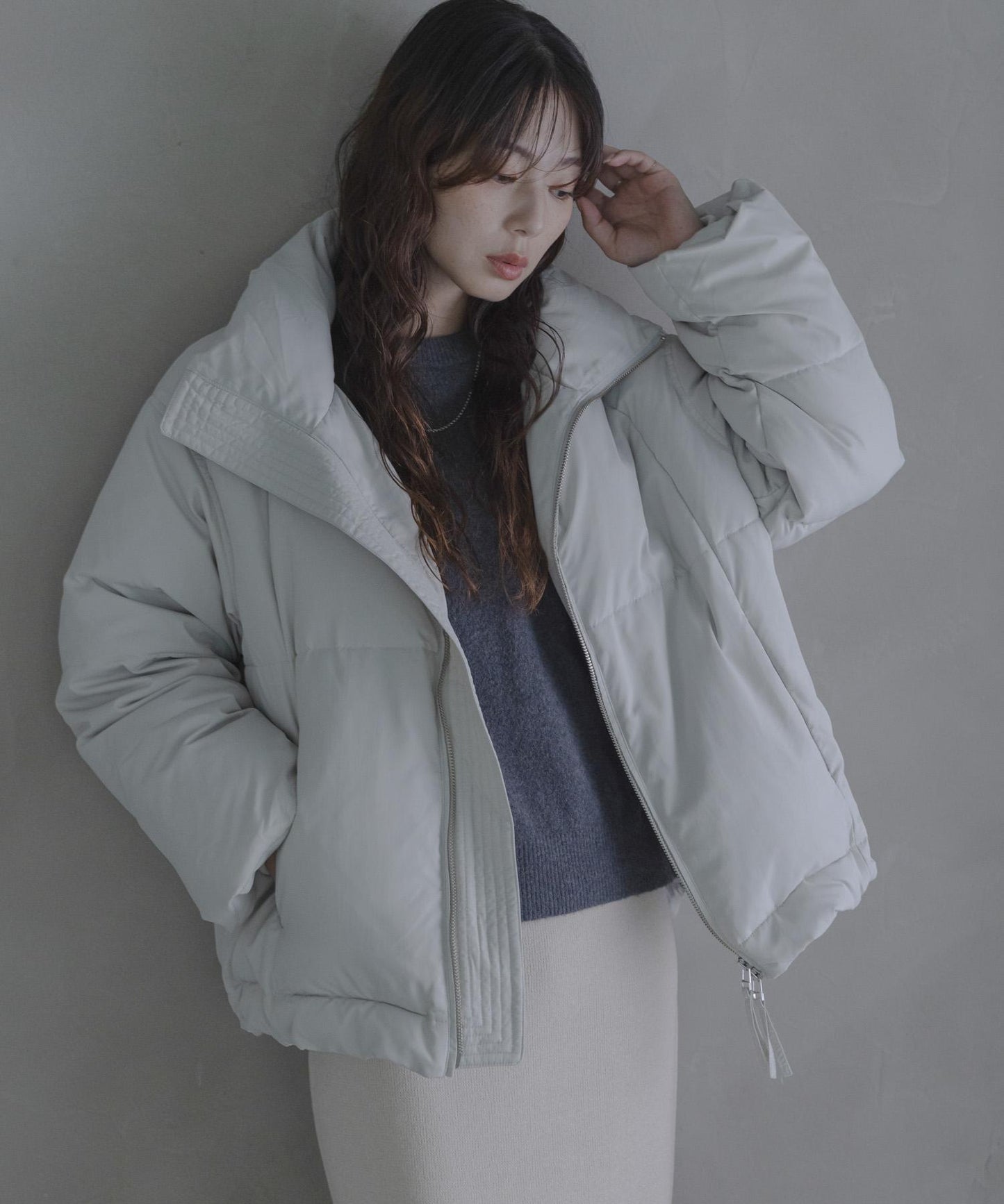 雙拉鍊立領羽絨服