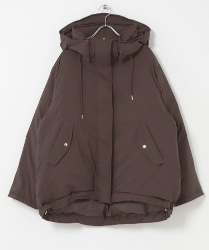 防潑水兩穿連帽立領羽絨服