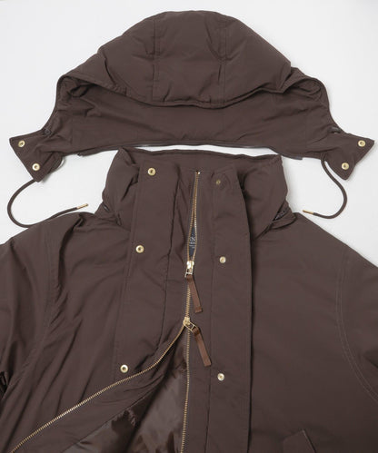 防潑水兩穿連帽立領羽絨服