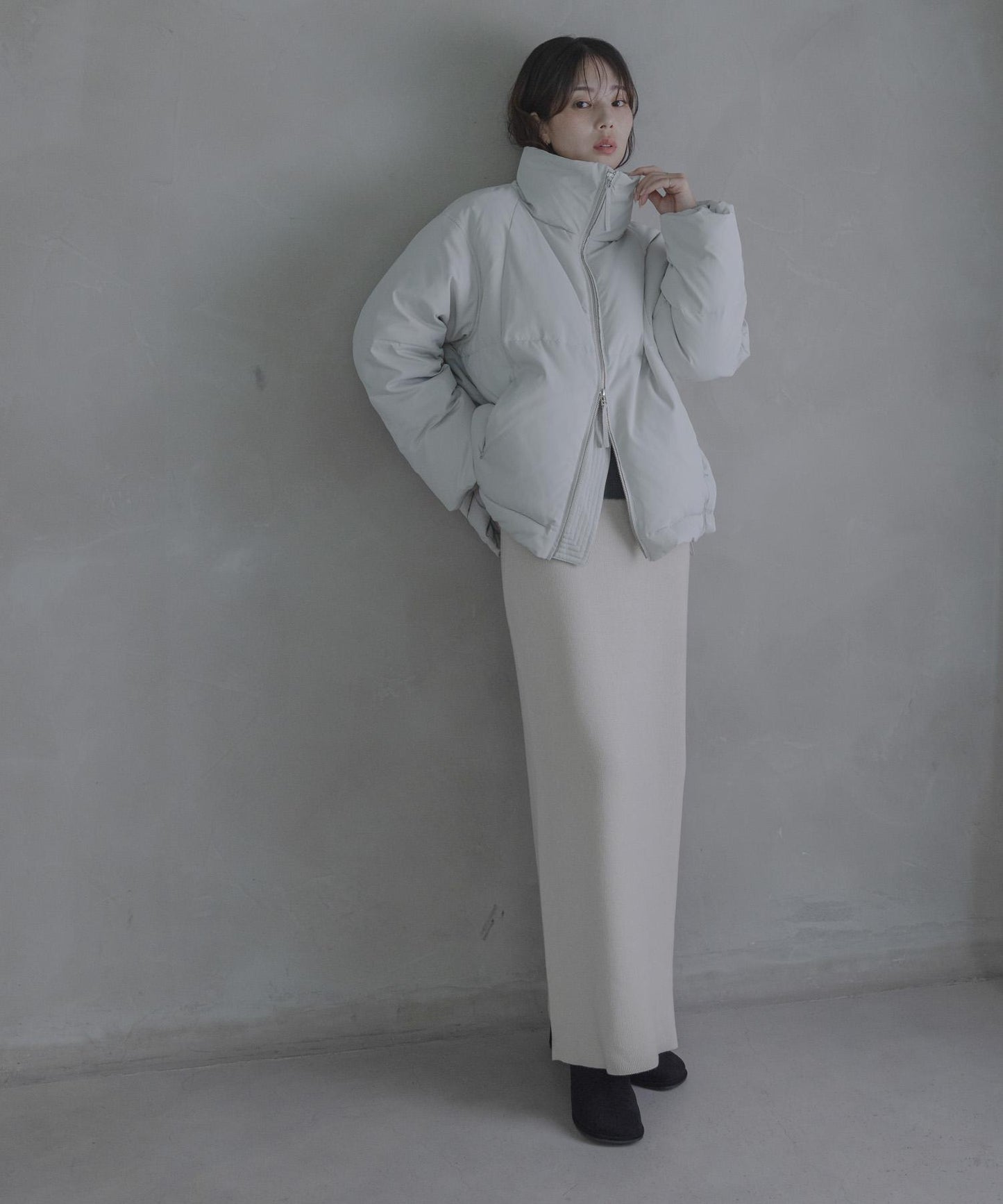 雙拉鍊立領羽絨服