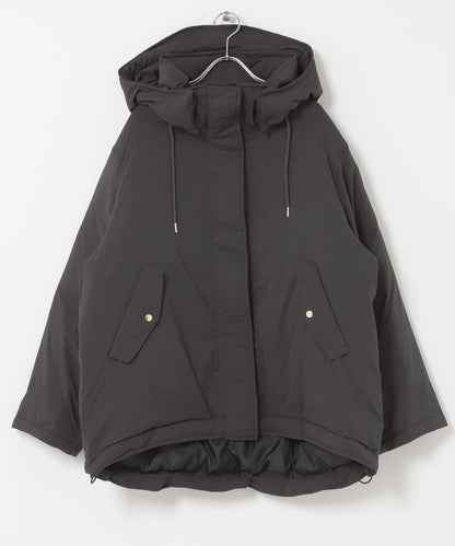防潑水兩穿連帽立領羽絨服