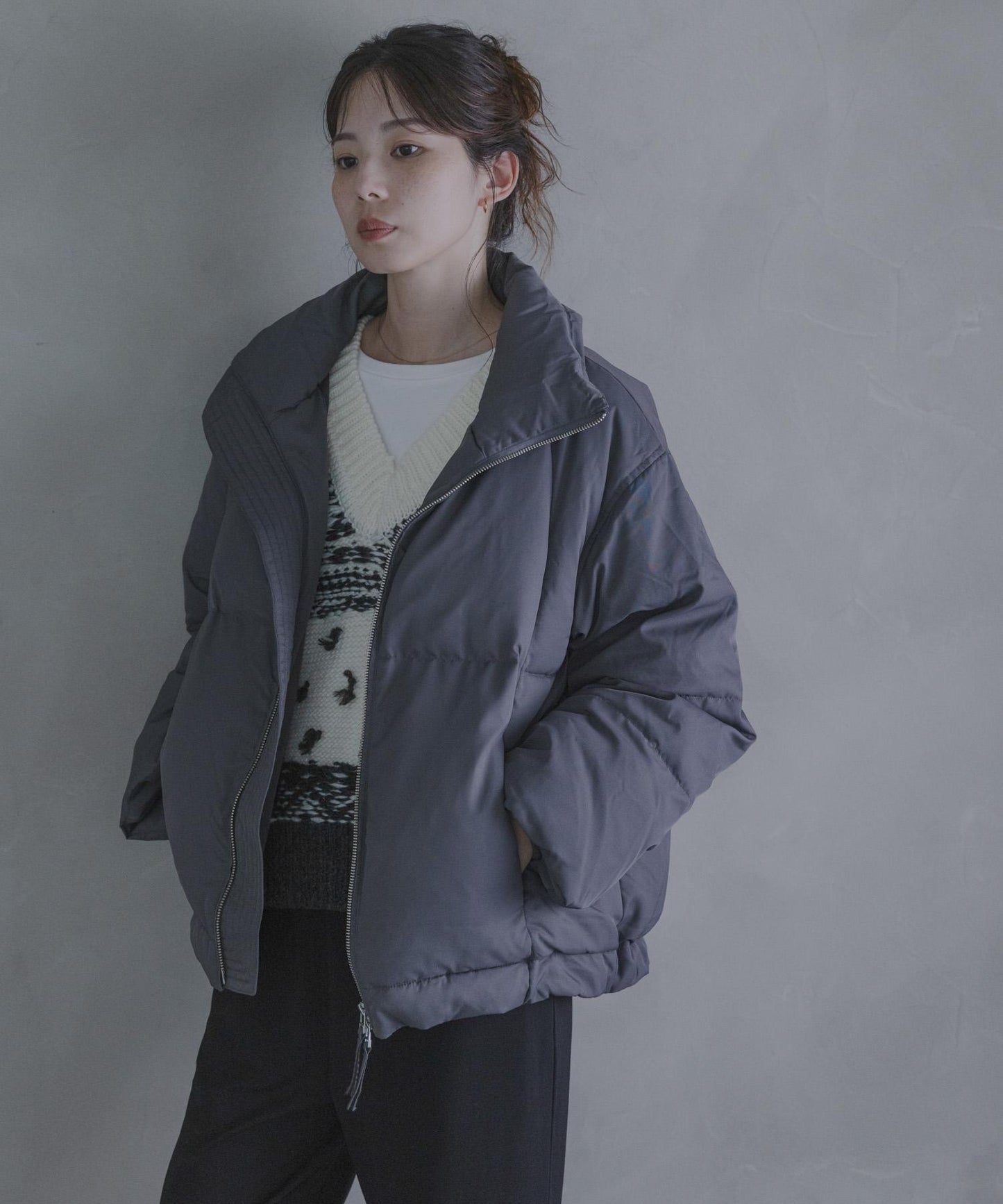 雙拉鍊立領羽絨服