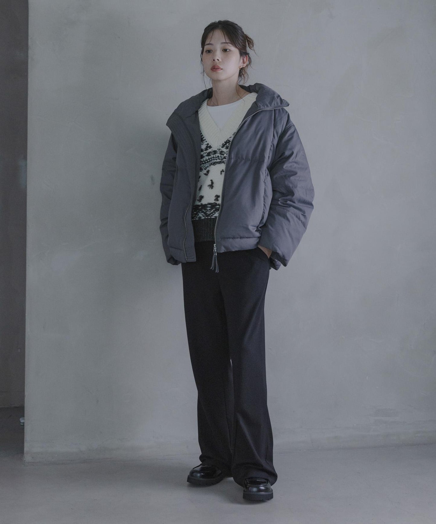 雙拉鍊立領羽絨服