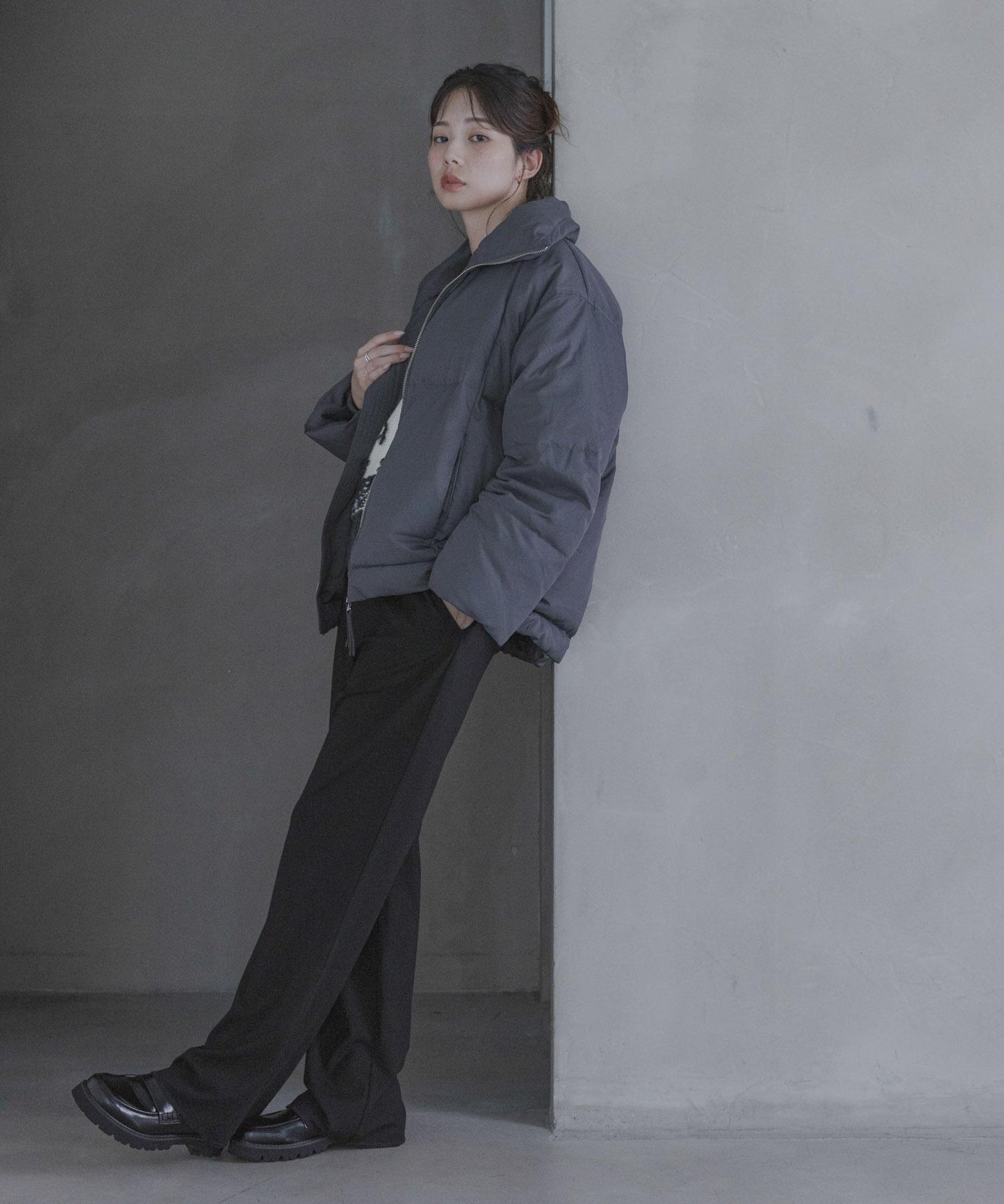 雙拉鍊立領羽絨服