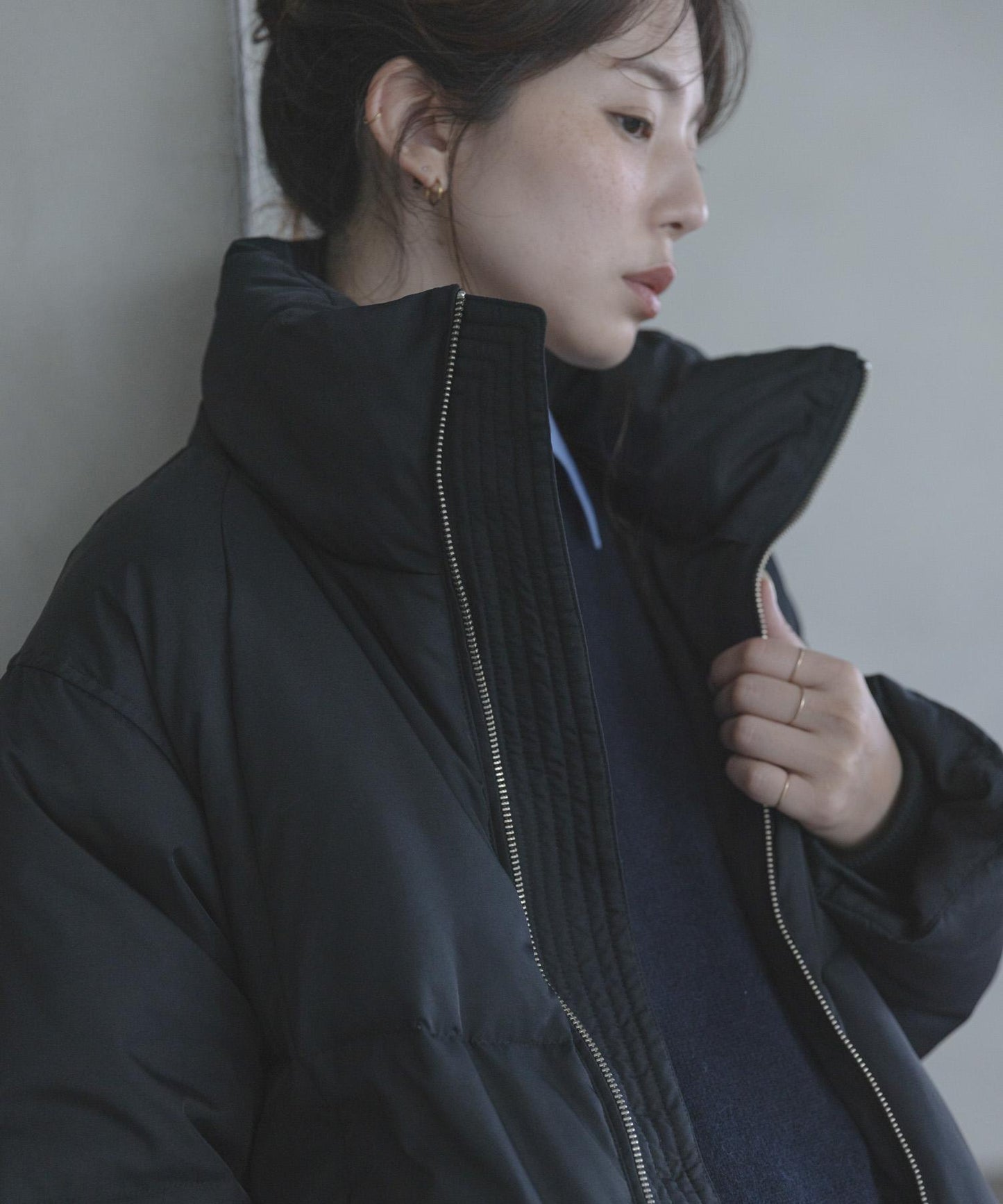 雙拉鍊立領羽絨服